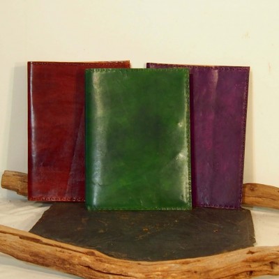 Grand couvre-livre en cuir coloré - Protège cahier