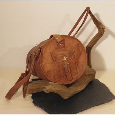 Sac de voyage en cuir vintage à bandoulière – Bowling – XXL