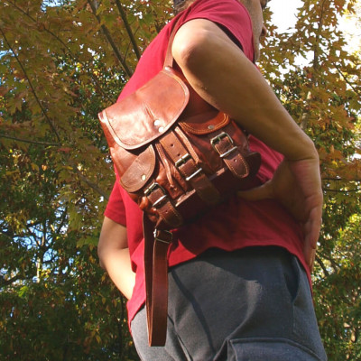 Petit sac à dos en cuir Vintage - Baroudeur - XS