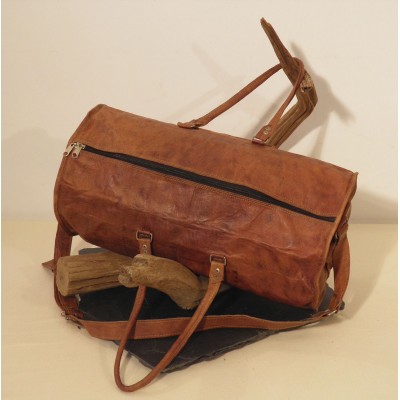 sac de voyage  en cuir vintage cylindre bagage cabine